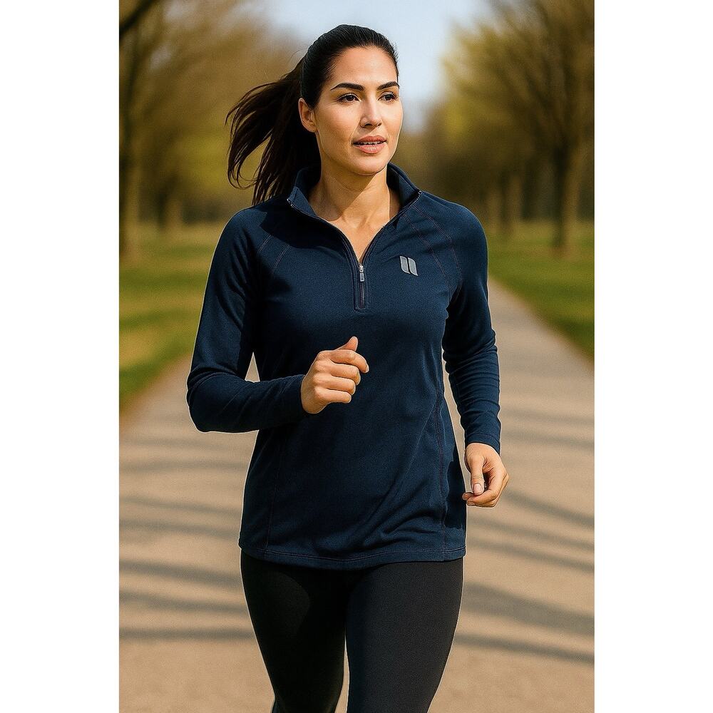 Xiontex Women's XXL performance quarter-zip long-sleeve shirt Navy Blue